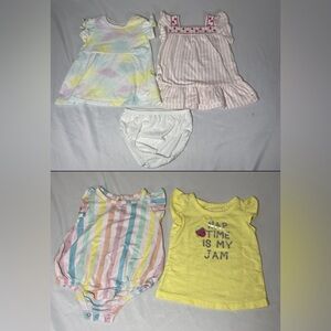 Baby Girl 6M Summer Outfit Bundle Set Dress Romper Top Bloomers Okie Dokie Lot